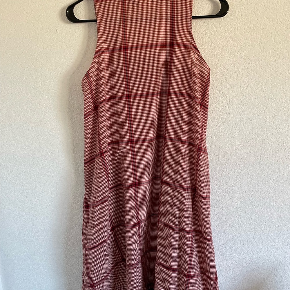 World of Crow Elegant Red Checkered Midi Dress - Picture 5 of 8